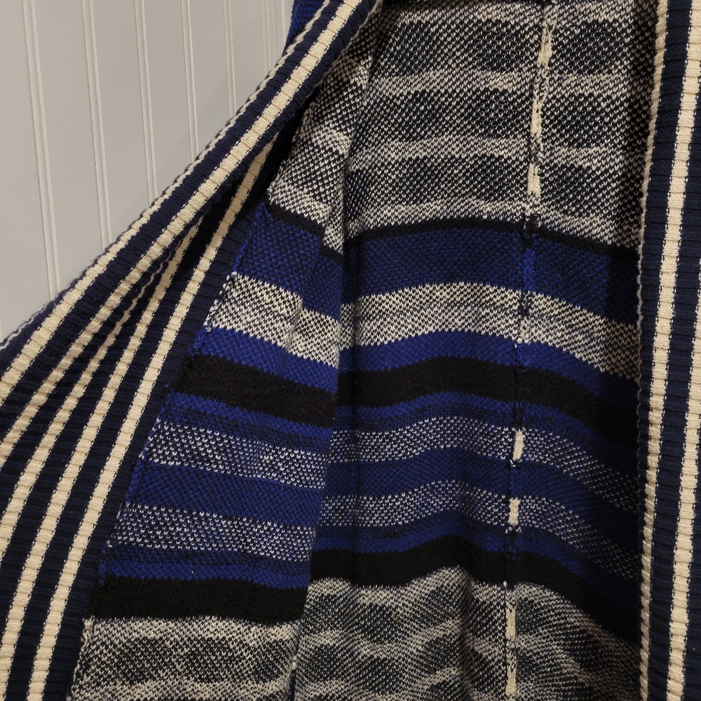 Lucky Brand Blue Cream Tribal Open Sweater Size Medium - Picture 7 of 12